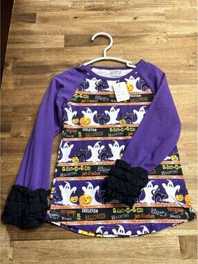 Boutique Halloween Halloween Ghost Shirt Trick-Or-Treat Ruffle Sleeve 3T New